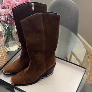 Vince Camuto Brown Suede Leather Mid-Calf Women's Boots